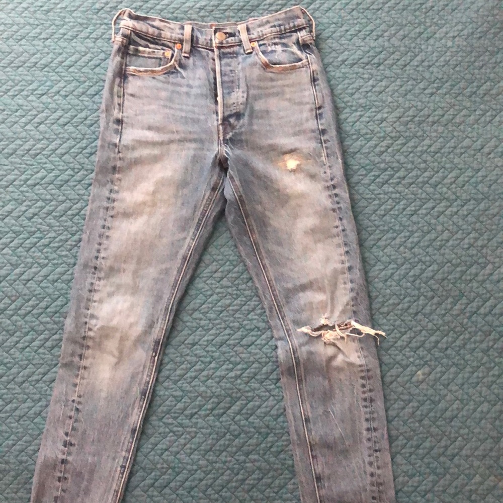 Levi’s Altered 501 Skinny Distressed Mom Jeans